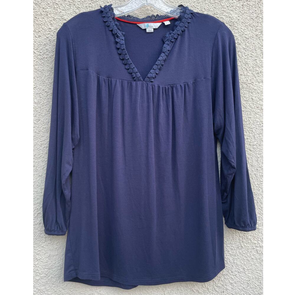 Boden Blue Lace Detail 3/4 Sleeve Top 4
